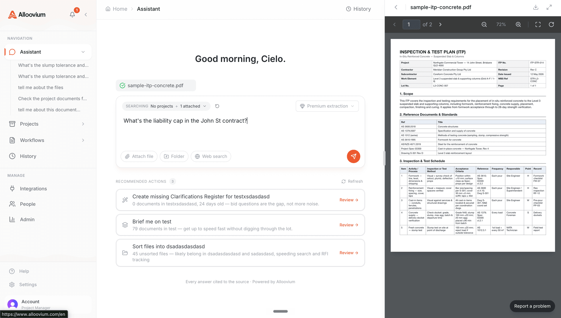 Chat input with a file attachment preview and send button